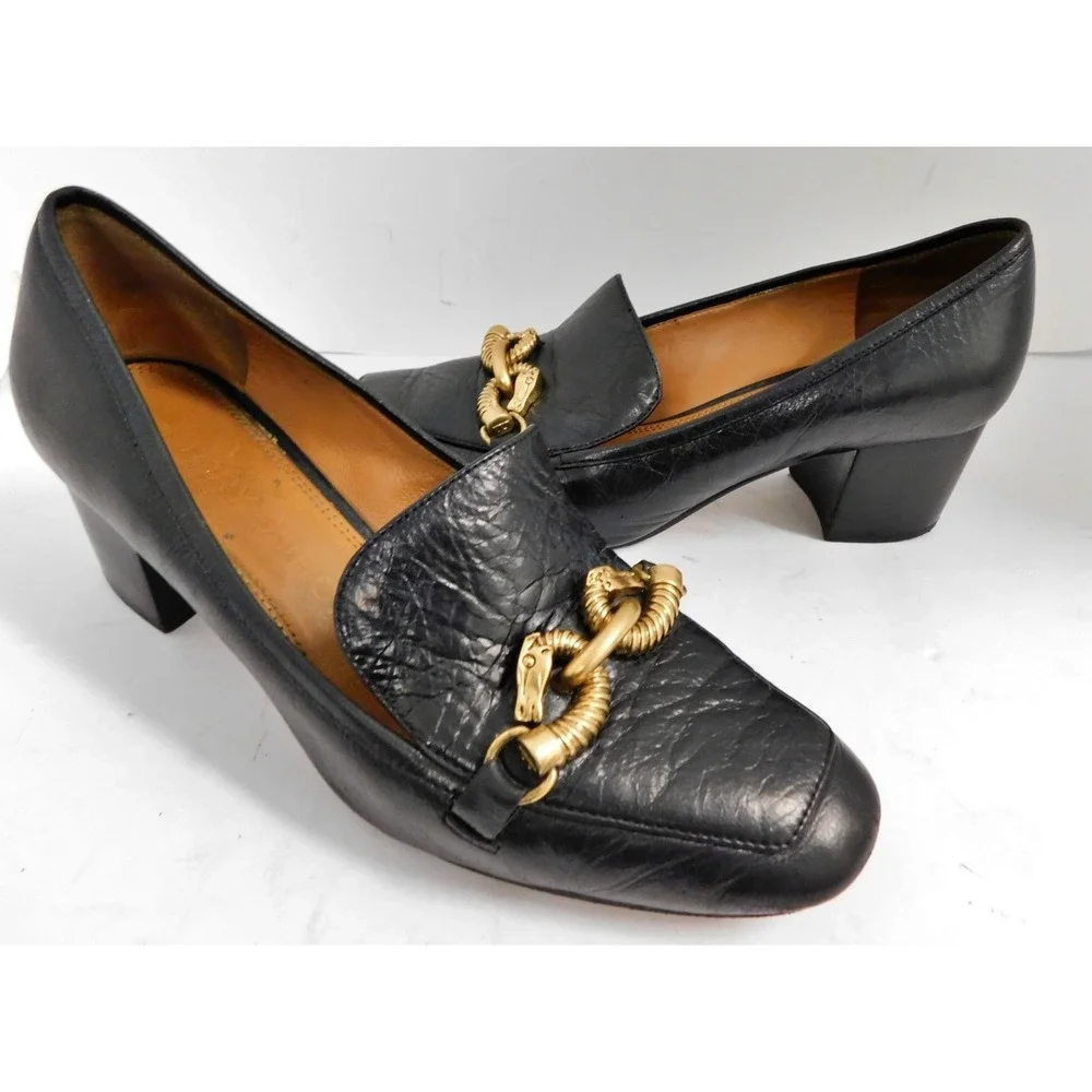 Tory Burch Jessa Heeled Loafer Perfect Black Leather 55MM $358rt sz 8M
